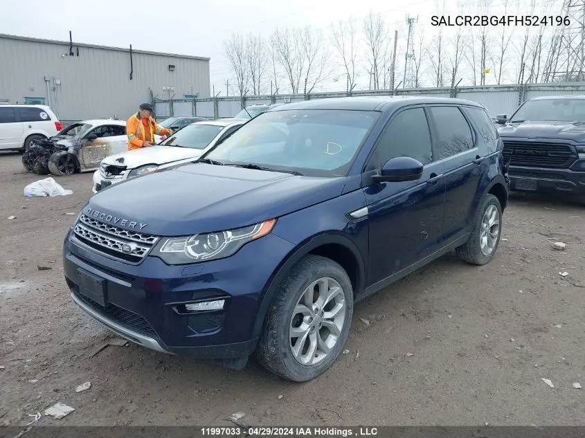 2015 Land Rover Discovery Sport Hse VIN: SALCR2BG4FH524196 Lot: 11997033