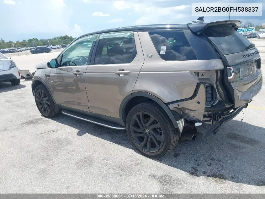 2015 Land Rover Discovery Sport Hse VIN: SALCR2BG0FH538337 Lot: 39888091