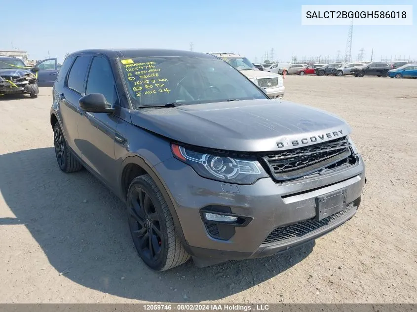 2016 Land Rover Discovery Sport VIN: SALCT2BG0GH586018 Lot: 12059746