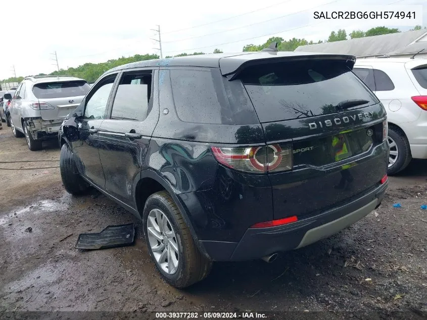 2016 Land Rover Discovery Sport Hse VIN: SALCR2BG6GH574941 Lot: 39377282