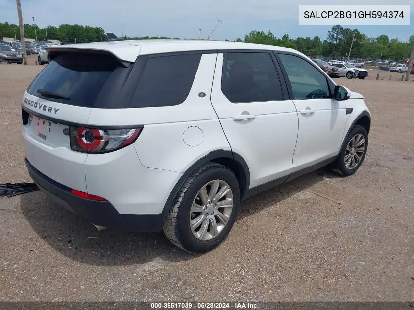 2016 Land Rover Discovery Sport Se VIN: SALCP2BG1GH594374 Lot: 39517039