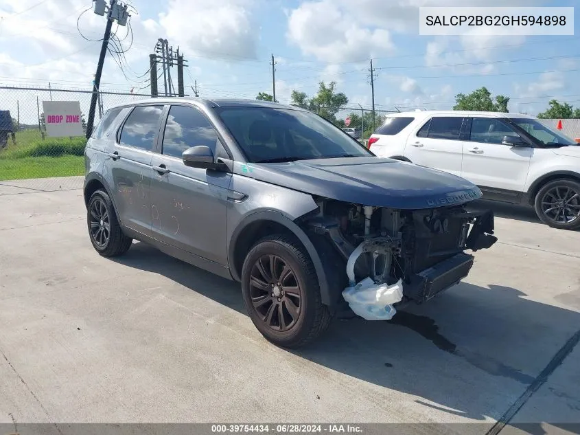 2016 Land Rover Discovery Sport Se VIN: SALCP2BG2GH594898 Lot: 39754434