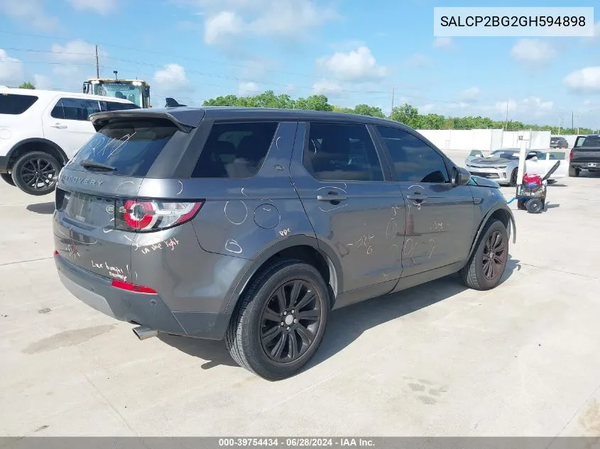 2016 Land Rover Discovery Sport Se VIN: SALCP2BG2GH594898 Lot: 39754434