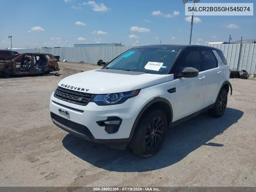 2016 Land Rover Discovery Sport Hse VIN: SALCR2BG5GH545074 Lot: 39892385