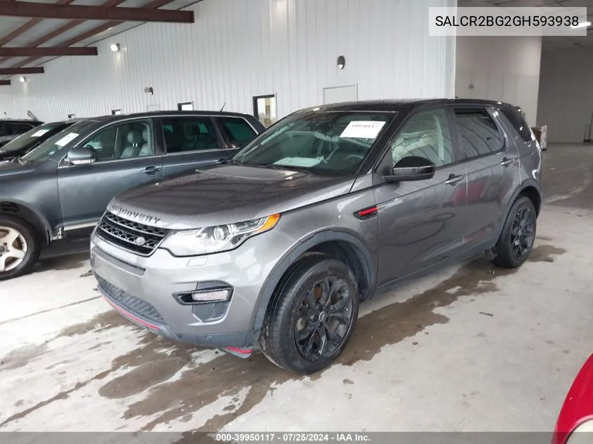 2016 Land Rover Discovery Sport Hse VIN: SALCR2BG2GH593938 Lot: 39950117