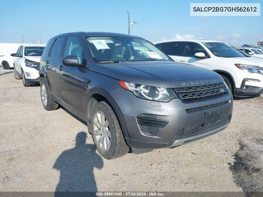 2016 Land Rover Discovery Sport Se VIN: SALCP2BG7GH562612 Lot: 39951090