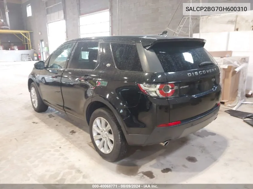 2016 Land Rover Discovery Sport Se VIN: SALCP2BG7GH600310 Lot: 40068771