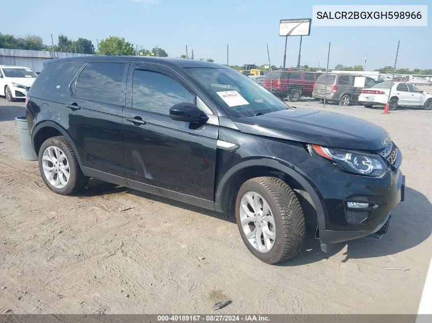 2016 Land Rover Discovery Sport Hse VIN: SALCR2BGXGH598966 Lot: 40189167