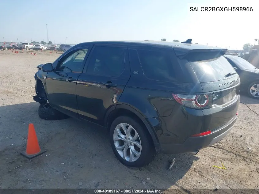 2016 Land Rover Discovery Sport Hse VIN: SALCR2BGXGH598966 Lot: 40189167