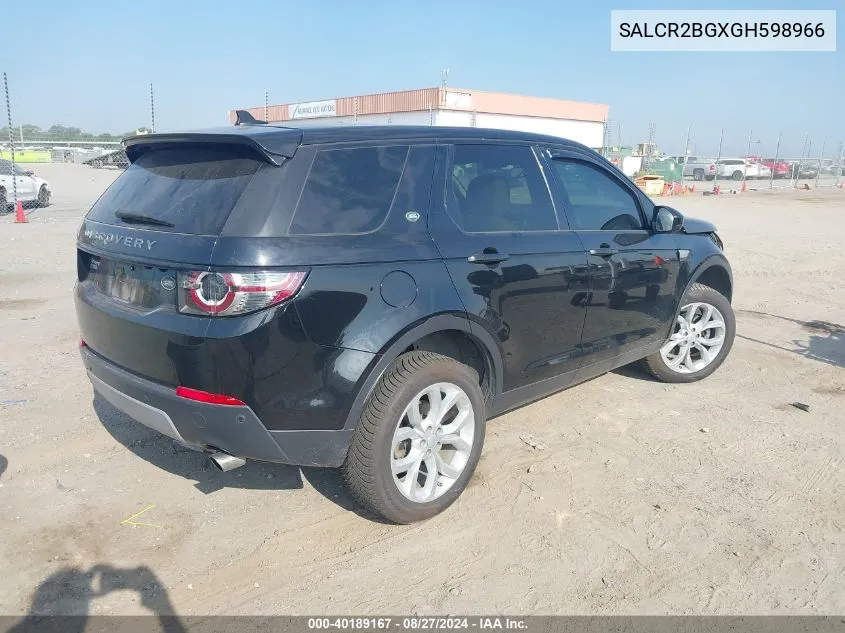 2016 Land Rover Discovery Sport Hse VIN: SALCR2BGXGH598966 Lot: 40189167