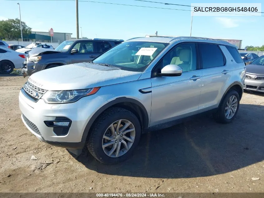 2016 Land Rover Discovery Sport Hse VIN: SALCR2BG8GH548406 Lot: 40194476