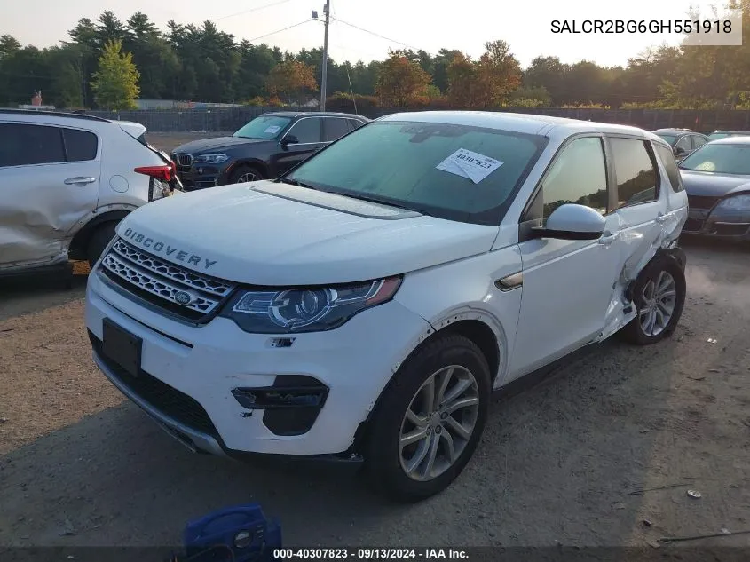 2016 Land Rover Discovery Sport Hse VIN: SALCR2BG6GH551918 Lot: 40307823