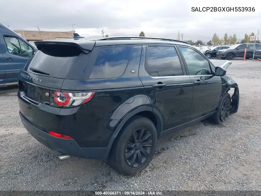 2016 Land Rover Discovery Sport Se VIN: SALCP2BGXGH553936 Lot: 40356371