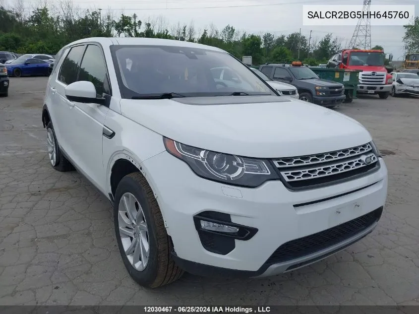 2017 Land Rover Discovery Sport VIN: SALCR2BG5HH645760 Lot: 12030467