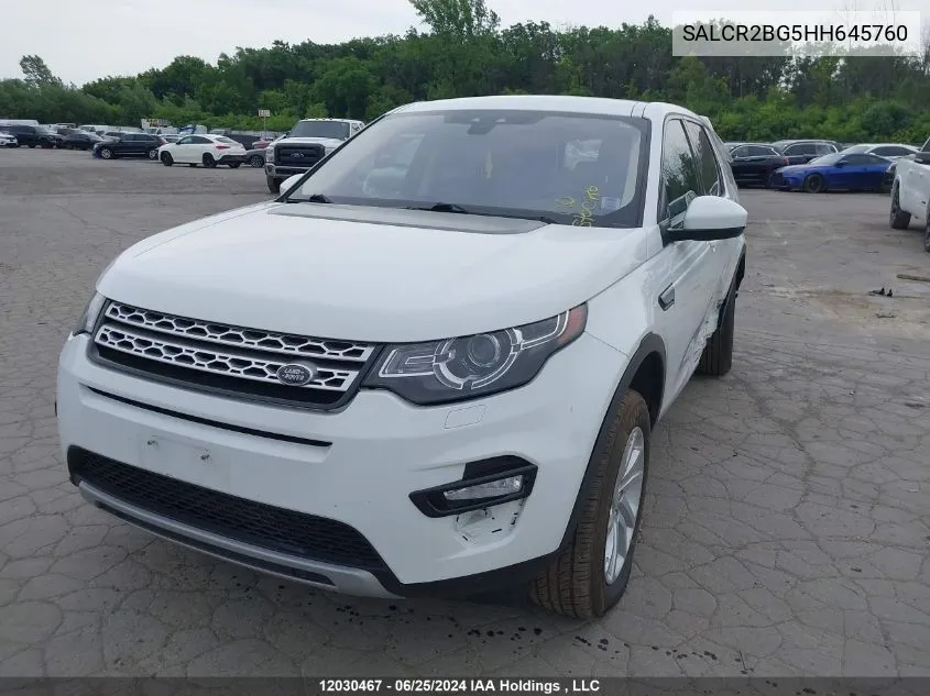 2017 Land Rover Discovery Sport VIN: SALCR2BG5HH645760 Lot: 12030467