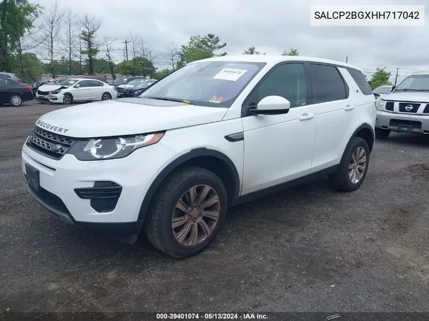 2017 Land Rover Discovery Sport Se VIN: SALCP2BGXHH717042 Lot: 39401074