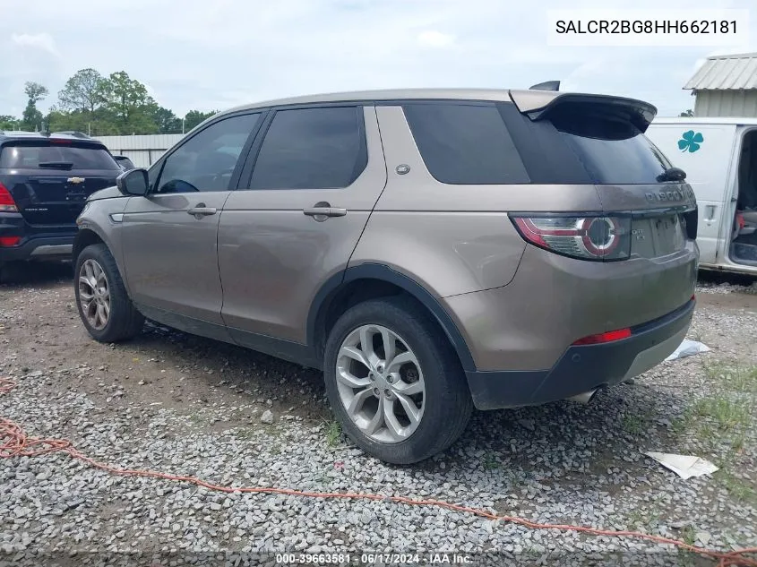 2017 Land Rover Discovery Sport Hse VIN: SALCR2BG8HH662181 Lot: 39663581