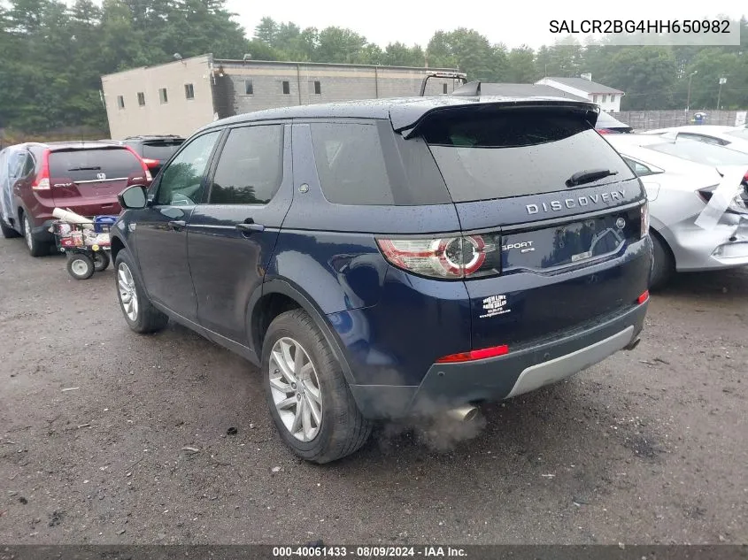 2017 Land Rover Discovery Sport Hse VIN: SALCR2BG4HH650982 Lot: 40061433