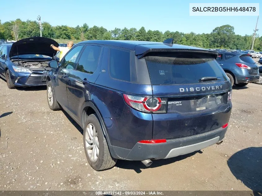 2017 Land Rover Discovery Sport Hse VIN: SALCR2BG5HH648478 Lot: 40227142