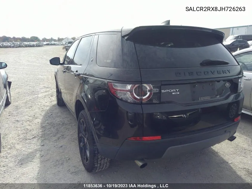 2018 Land Rover Discovery Sport Hse VIN: SALCR2RX8JH726263 Lot: 11853636