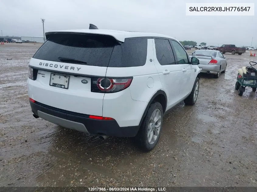 SALCR2RX8JH776547 2018 Land Rover Discovery Sport Hse