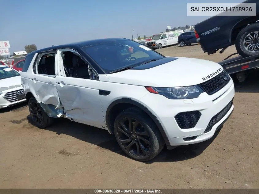 SALCR2SX0JH758926 2018 Land Rover Discovery Sport Hse