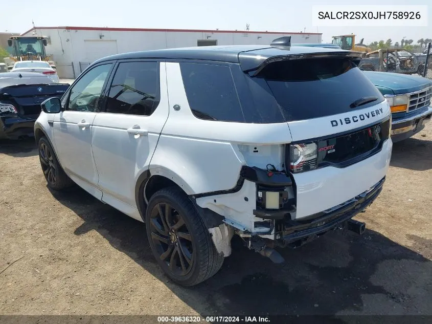 SALCR2SX0JH758926 2018 Land Rover Discovery Sport Hse