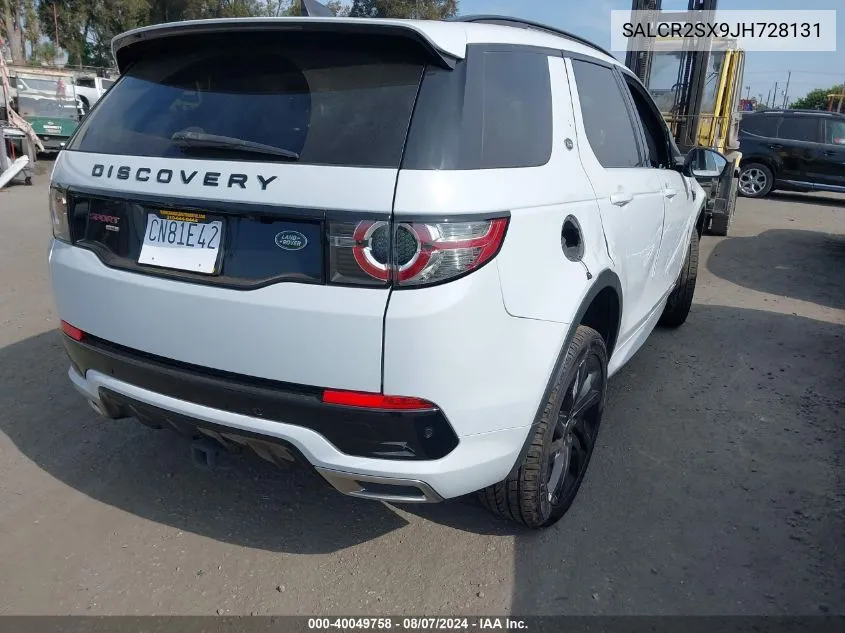 2018 Land Rover Discovery Sport Hse VIN: SALCR2SX9JH728131 Lot: 40049758