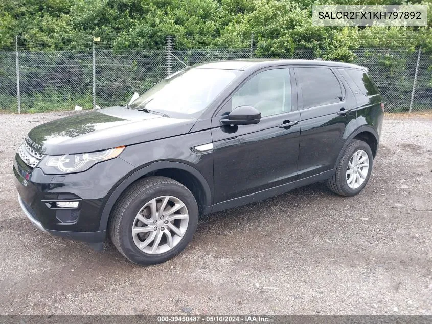 2019 Land Rover Discovery Sport Hse/Landmark Edition VIN: SALCR2FX1KH797892 Lot: 39450487