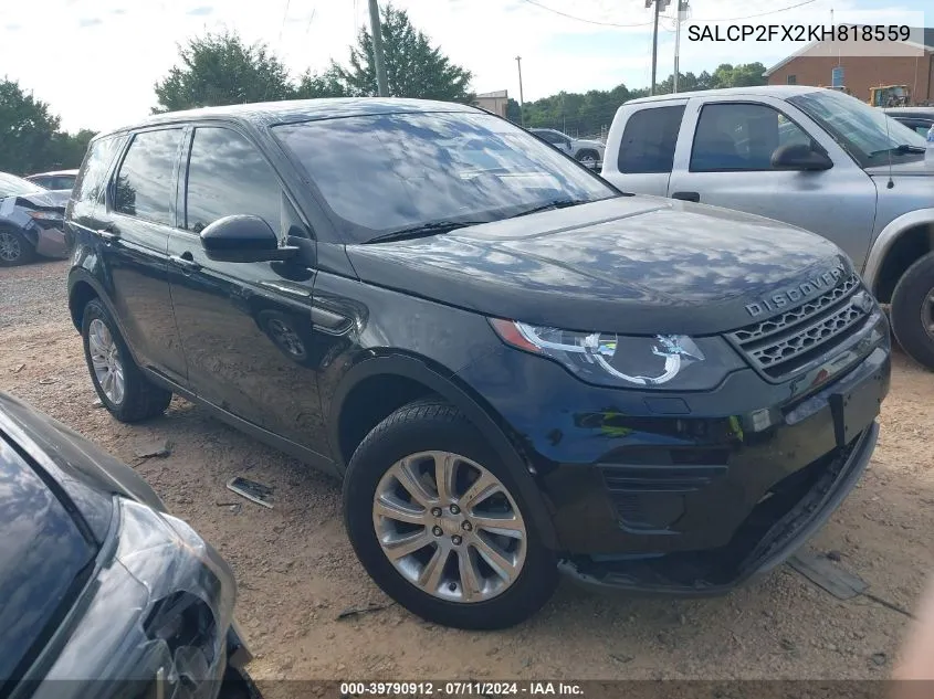 2019 Land Rover Discovery Sport Se VIN: SALCP2FX2KH818559 Lot: 39790912