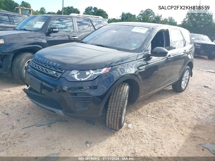 2019 Land Rover Discovery Sport Se VIN: SALCP2FX2KH818559 Lot: 39790912