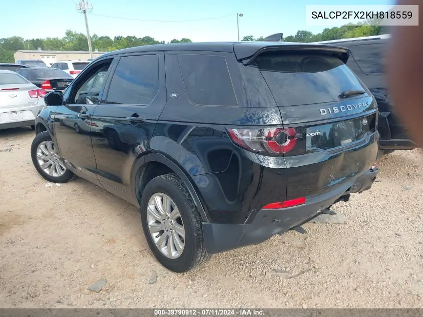 2019 Land Rover Discovery Sport Se VIN: SALCP2FX2KH818559 Lot: 39790912