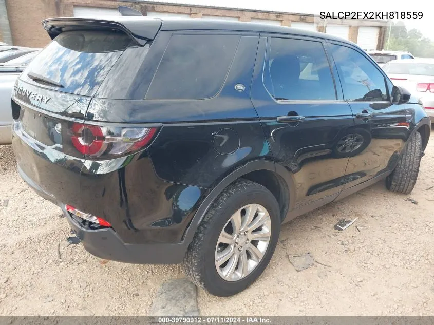 2019 Land Rover Discovery Sport Se VIN: SALCP2FX2KH818559 Lot: 39790912