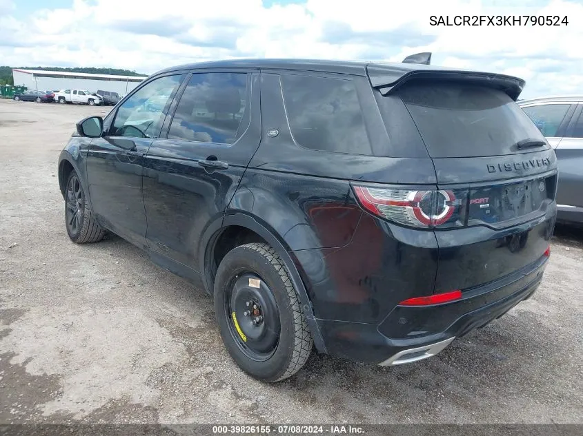 2019 Land Rover Discovery Sport Hse/Landmark Edition VIN: SALCR2FX3KH790524 Lot: 39826155