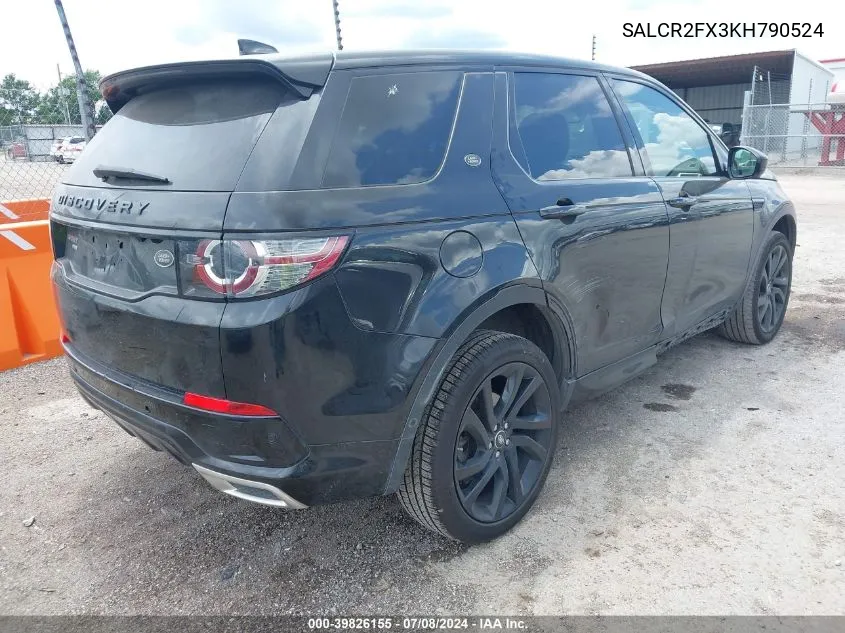 2019 Land Rover Discovery Sport Hse/Landmark Edition VIN: SALCR2FX3KH790524 Lot: 39826155