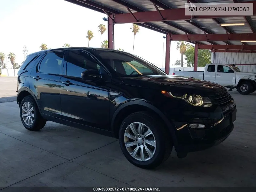 2019 Land Rover Discovery Sport Se VIN: SALCP2FX7KH790063 Lot: 39832572