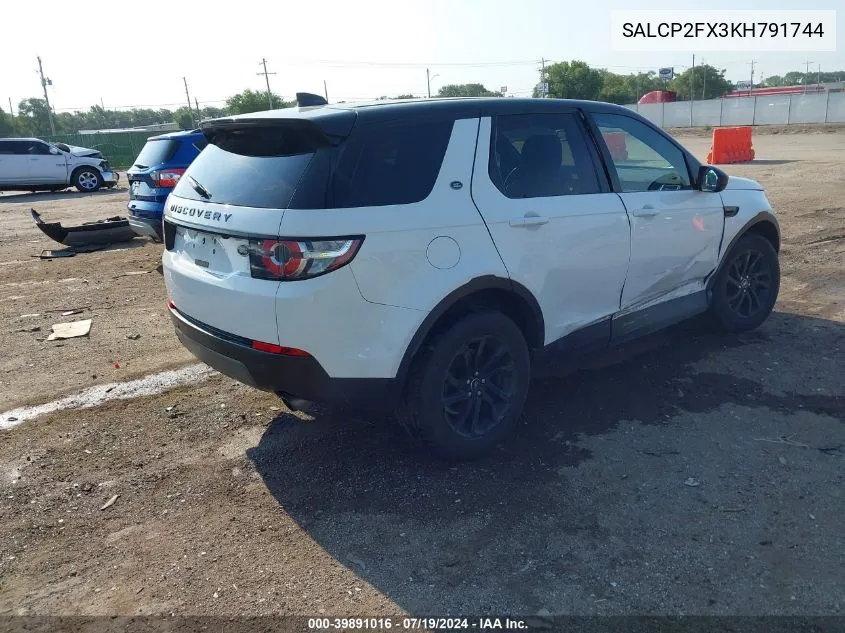 2019 Land Rover Discovery Sport Se VIN: SALCP2FX3KH791744 Lot: 39891016