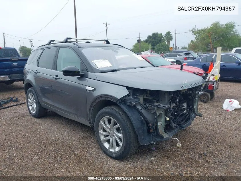 2019 Land Rover Discovery Sport Hse/Landmark Edition VIN: SALCR2FX0KH794367 Lot: 40278805