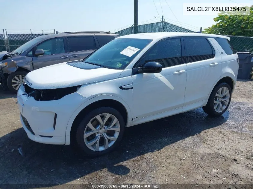 2020 Land Rover Discovery Sport R-Dynamic Se VIN: SALCL2FX8LH835475 Lot: 39608765