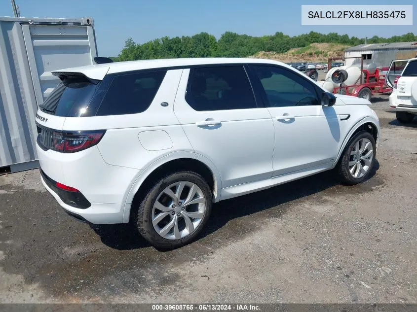 2020 Land Rover Discovery Sport R-Dynamic Se VIN: SALCL2FX8LH835475 Lot: 39608765