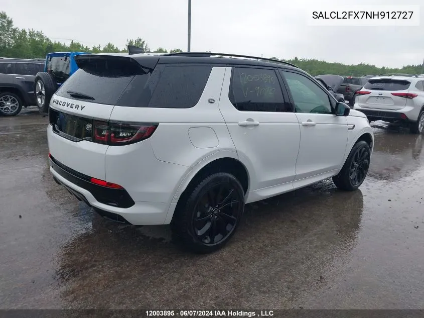 SALCL2FX7NH912727 2022 Land Rover Discovery Sport Se R-Dynamic