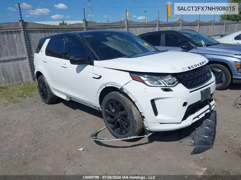 2022 Land Rover Discovery Sport VIN: SALCT2FX7NH908015 Lot: 12050799