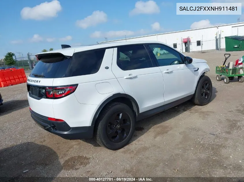 SALCJ2FXXNH911481 2022 Land Rover Discovery Sport S