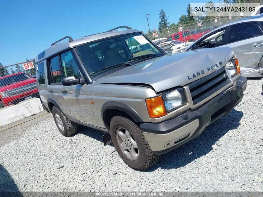 2000 Land Rover Discovery Series Ii Cloth/Series Ii Leather VIN: SALTY1244YA243188 Lot: 39851460