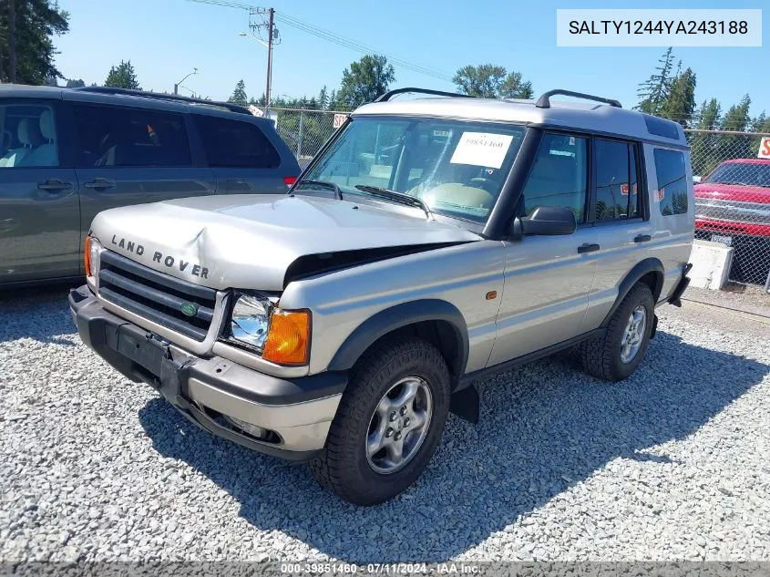 2000 Land Rover Discovery Series Ii Cloth/Series Ii Leather VIN: SALTY1244YA243188 Lot: 39851460