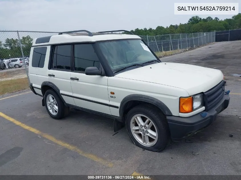 2002 Land Rover Discovery Series Ii Se VIN: SALTW15452A759214 Lot: 39731136