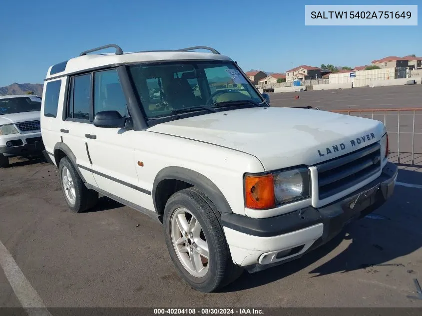 SALTW15402A751649 2002 Land Rover Discovery Series Ii Se