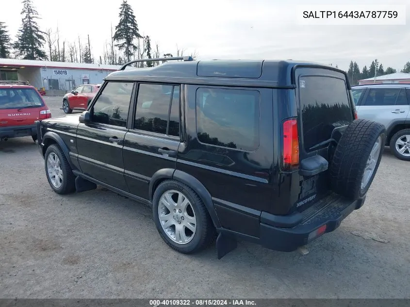 2003 Land Rover Discovery Ii Hse VIN: SALTP16443A787759 Lot: 40109322