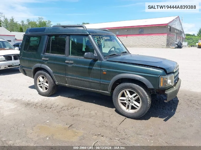 2004 Land Rover Discovery Se VIN: SALTW19444A839388 Lot: 39661393