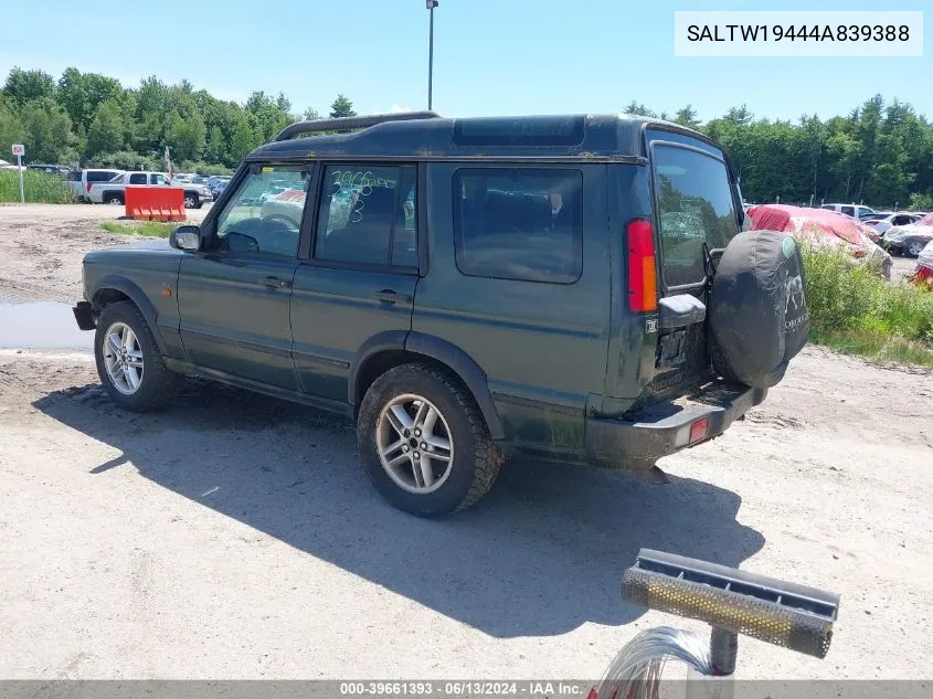 2004 Land Rover Discovery Se VIN: SALTW19444A839388 Lot: 39661393